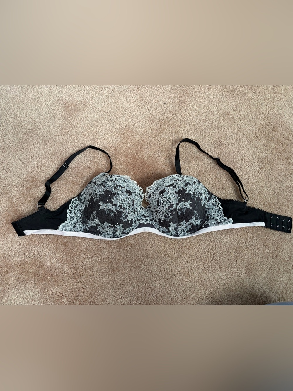 Victoria's Secret Black Bra with Lace Overlay